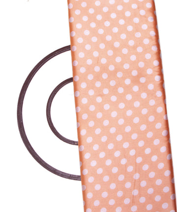 Peach Colour Polka Dots Print Satin Fabric